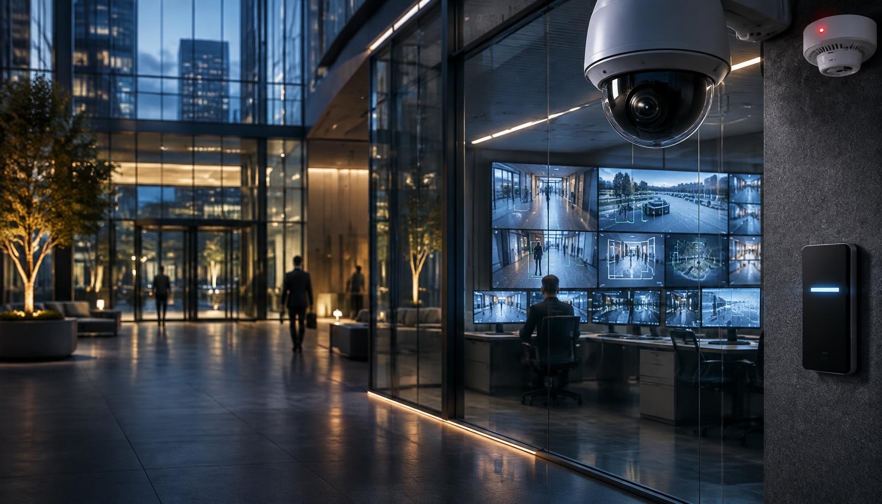 Integrated building security environment with CCTV, access control and monitoring wall